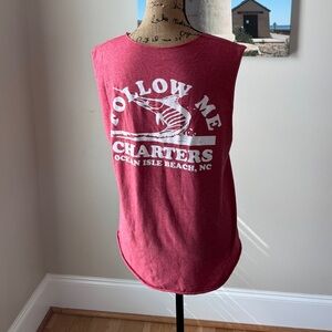 Custom upcycled muscle tank Heathered red size medium unisex